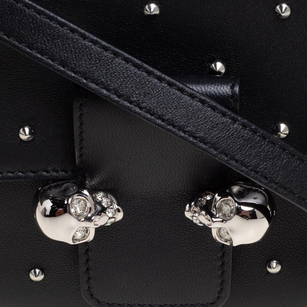 Alexander McQueen Black Leather Twin Skull Studded Crossbody Bag 5