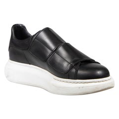 Alexander McQueen Black Leather Velcro Trainers Size IT 37.5