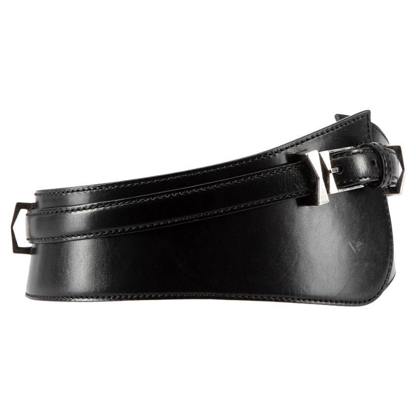 Alexander McQueen Black Leather Wide Double Belt