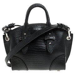 Alexander McQueen Black Lizard Embossed Leather Legend Crossbody Bag