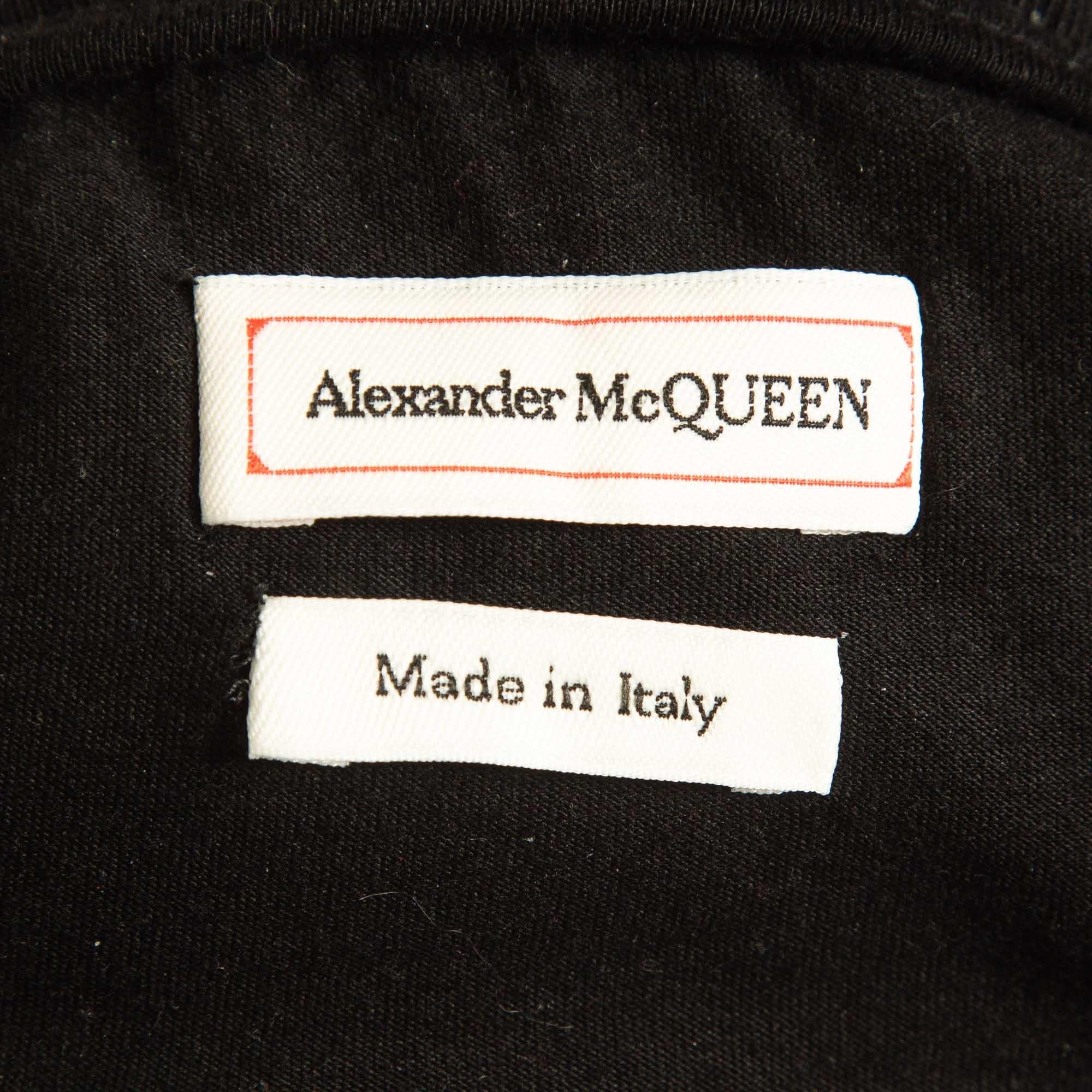 Women's Alexander McQueen Black Logo Embroidered Cotton Knit Joggers XS For Sale