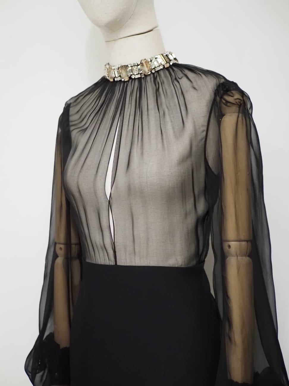 Alexander McQueen - Robe noire à manches longues Pour femmes en vente