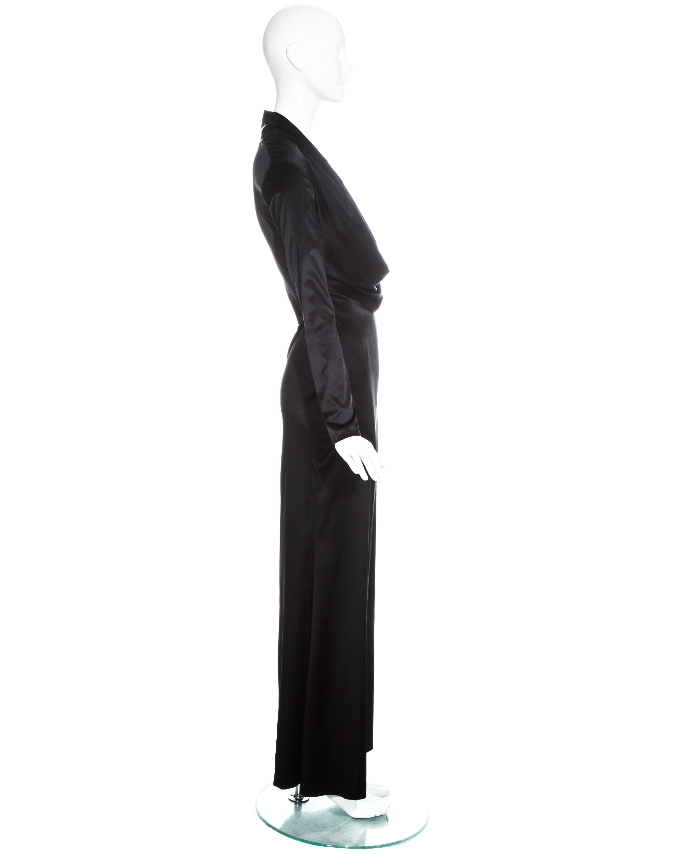 Black Alexander McQueen black low plunge evening dress, fw 1998 For Sale