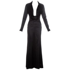 Alexander McQueen black low plunge evening dress, fw 1998