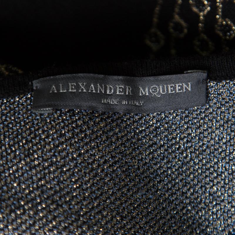 Alexander McQueen Black Lurex Jacquard Knit Butterfly Pattern Obsession Dress S In Good Condition In Dubai, Al Qouz 2
