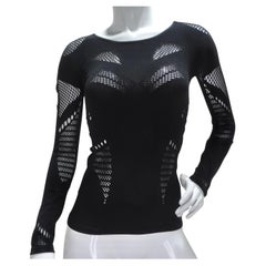 Alexander McQueen Black Mesh Cut Out Top