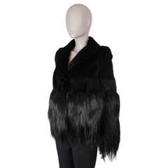 ALEXANDER MCQUEEN black MINK FOX SHEARLING FUR Jacket 40 S