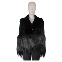 ALEXANDER MCQUEEN negro MINK FOX SHEARLING FUR Chaqueta 40 S
