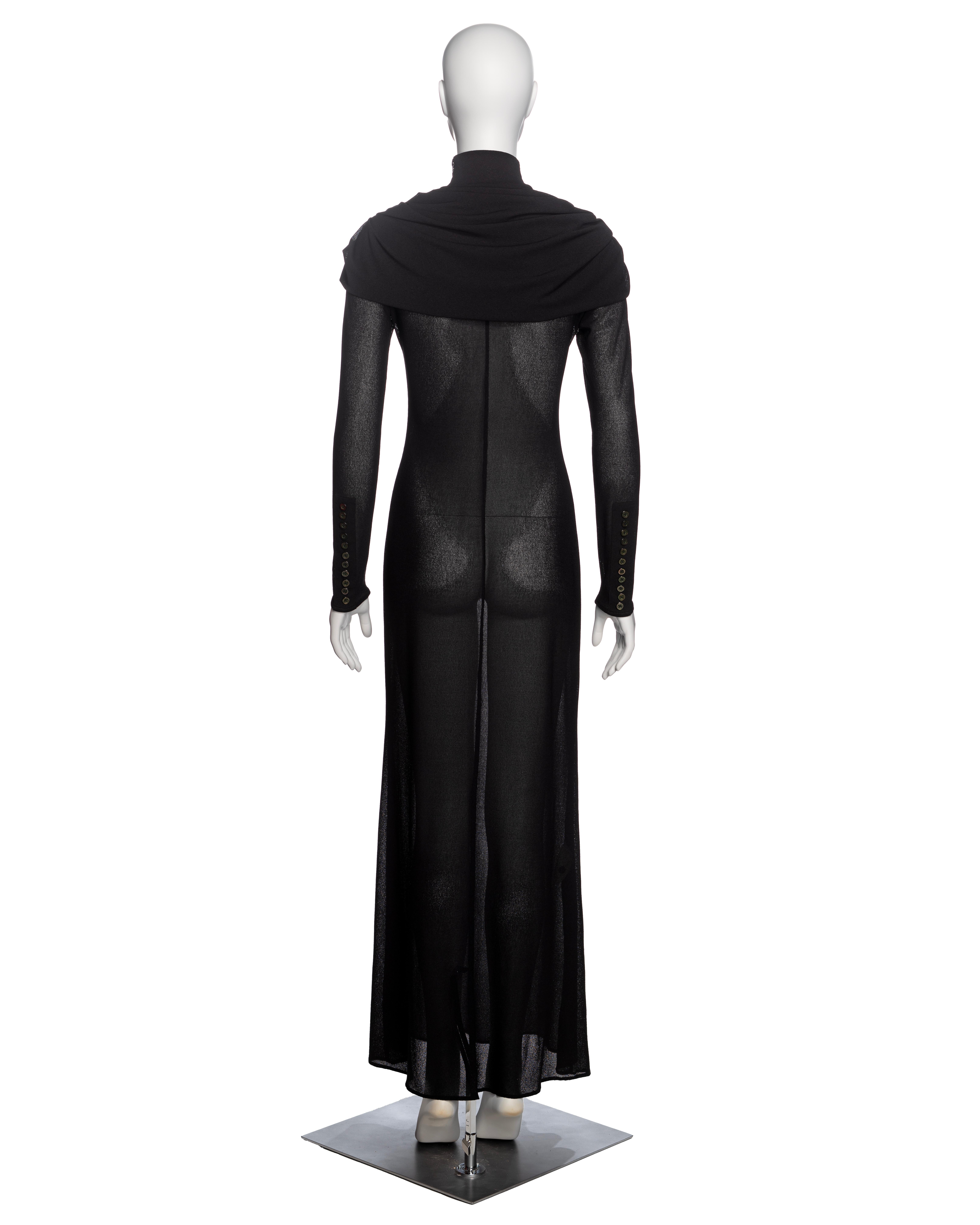 Alexander McQueen Black Mock Neck Evening Dress with Draped Cowl, 'Joan' FW 1998 For Sale 7