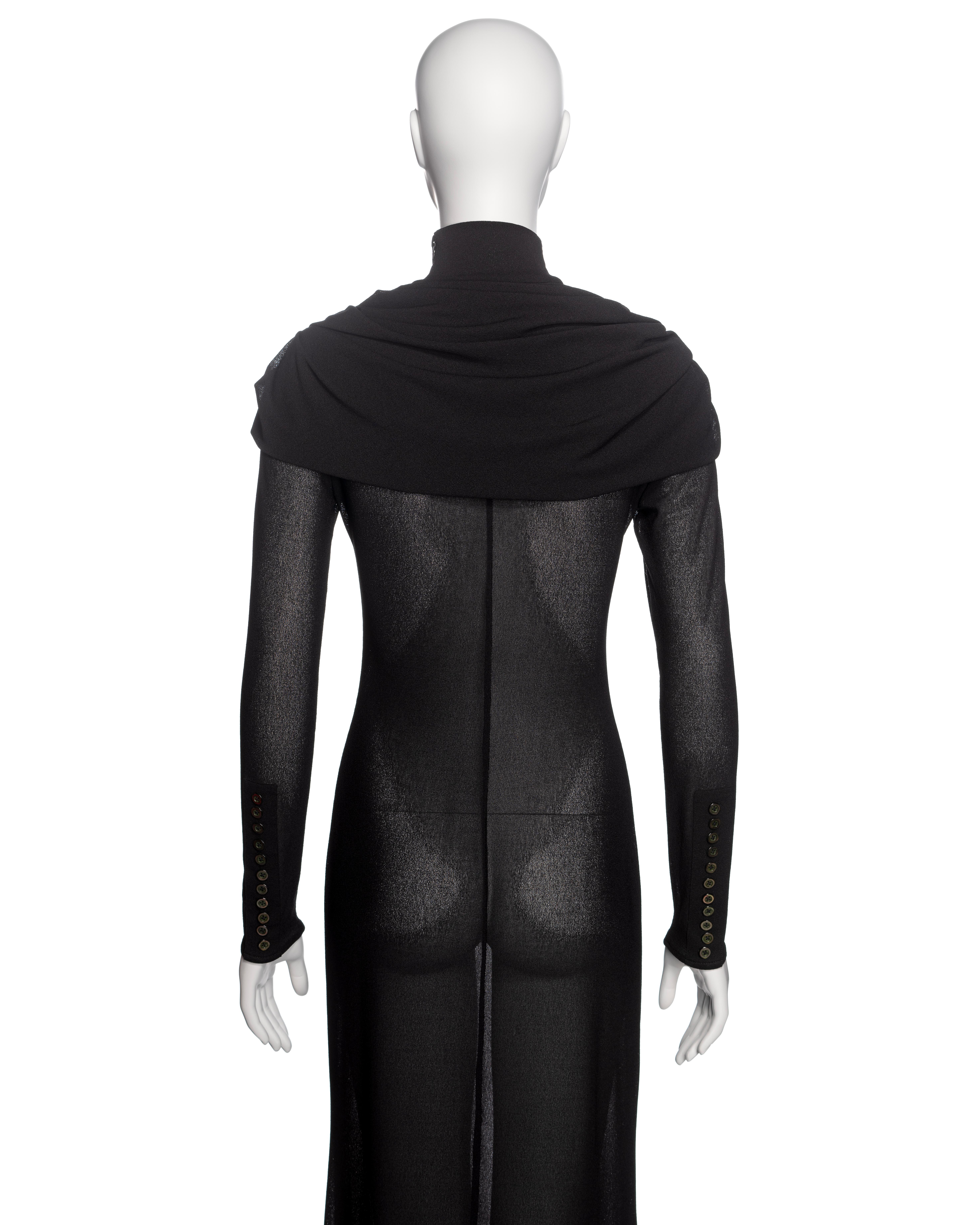 Alexander McQueen Black Mock Neck Evening Dress with Draped Cowl, 'Joan' FW 1998 For Sale 8