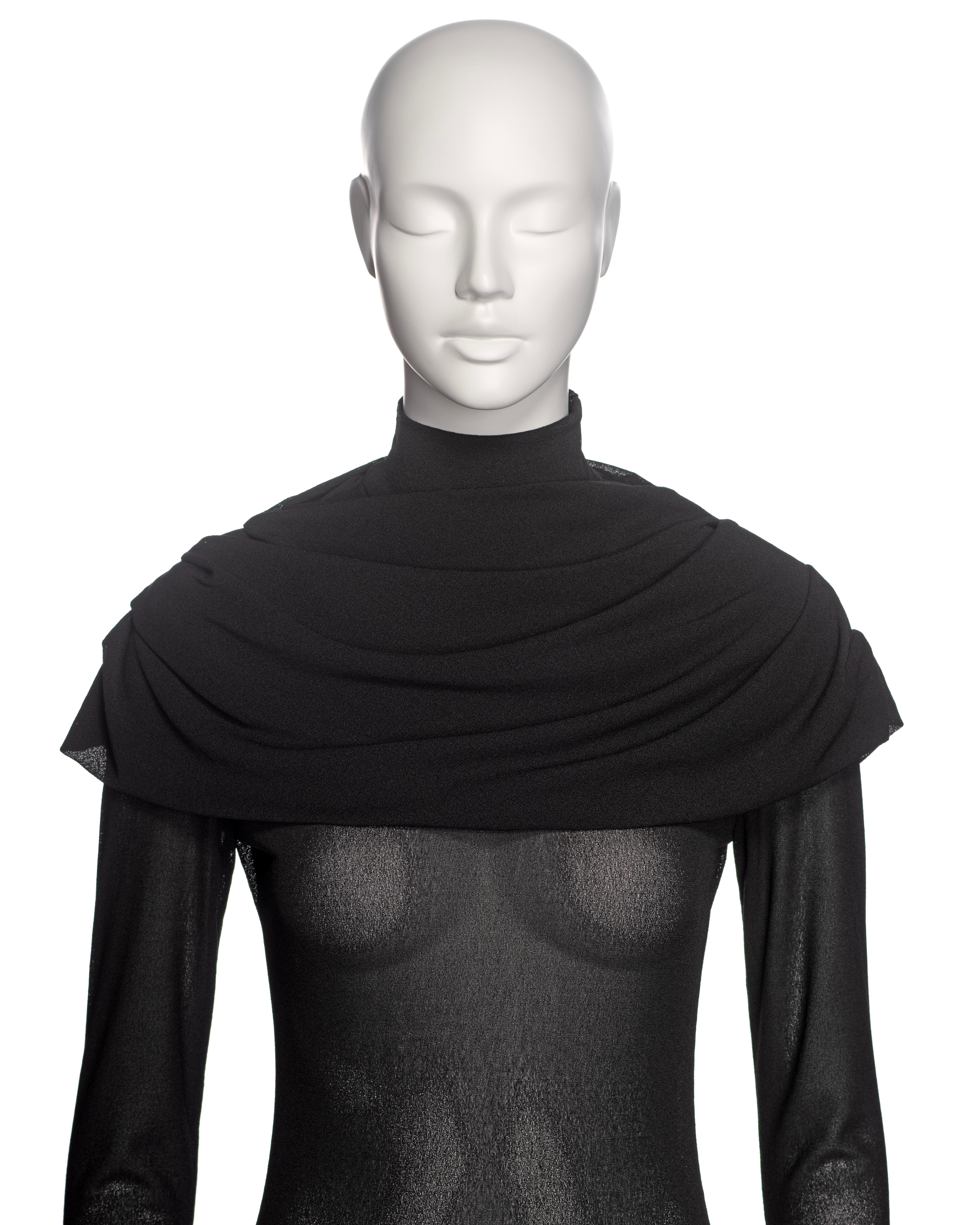Women's Alexander McQueen Black Mock Neck Evening Dress with Draped Cowl, 'Joan' FW 1998 For Sale