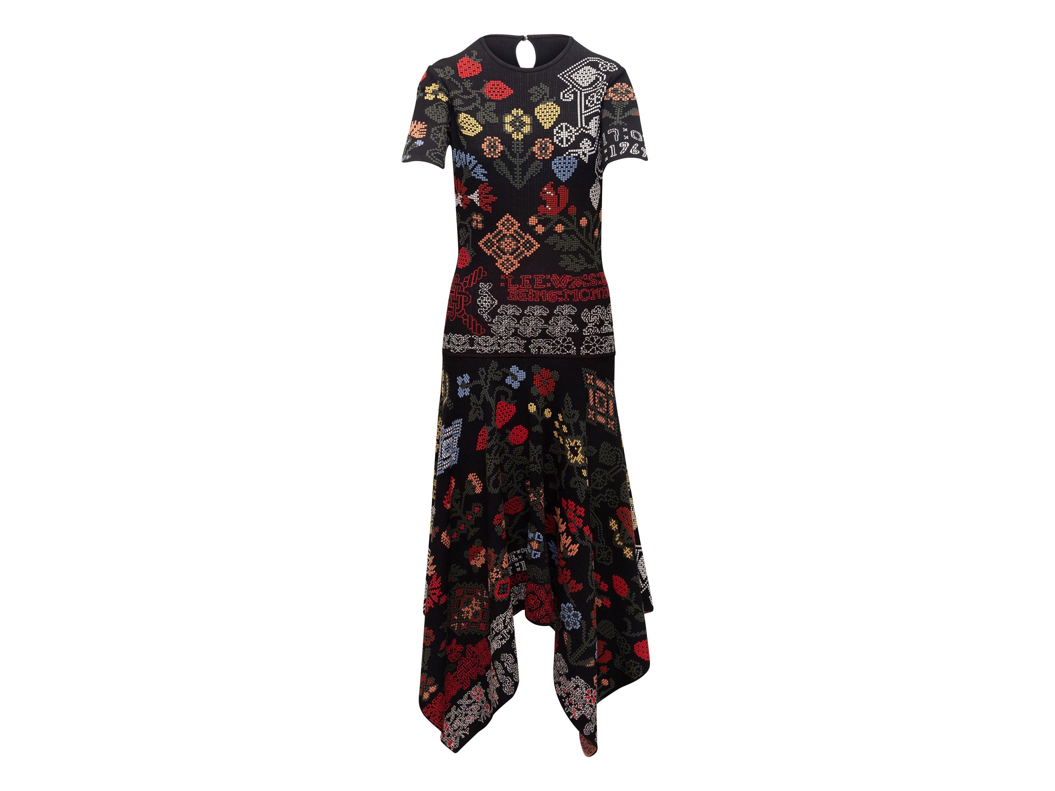 Alexander McQueen Black & Multicolor Intarsia Knit Dress In Good Condition In New York, NY