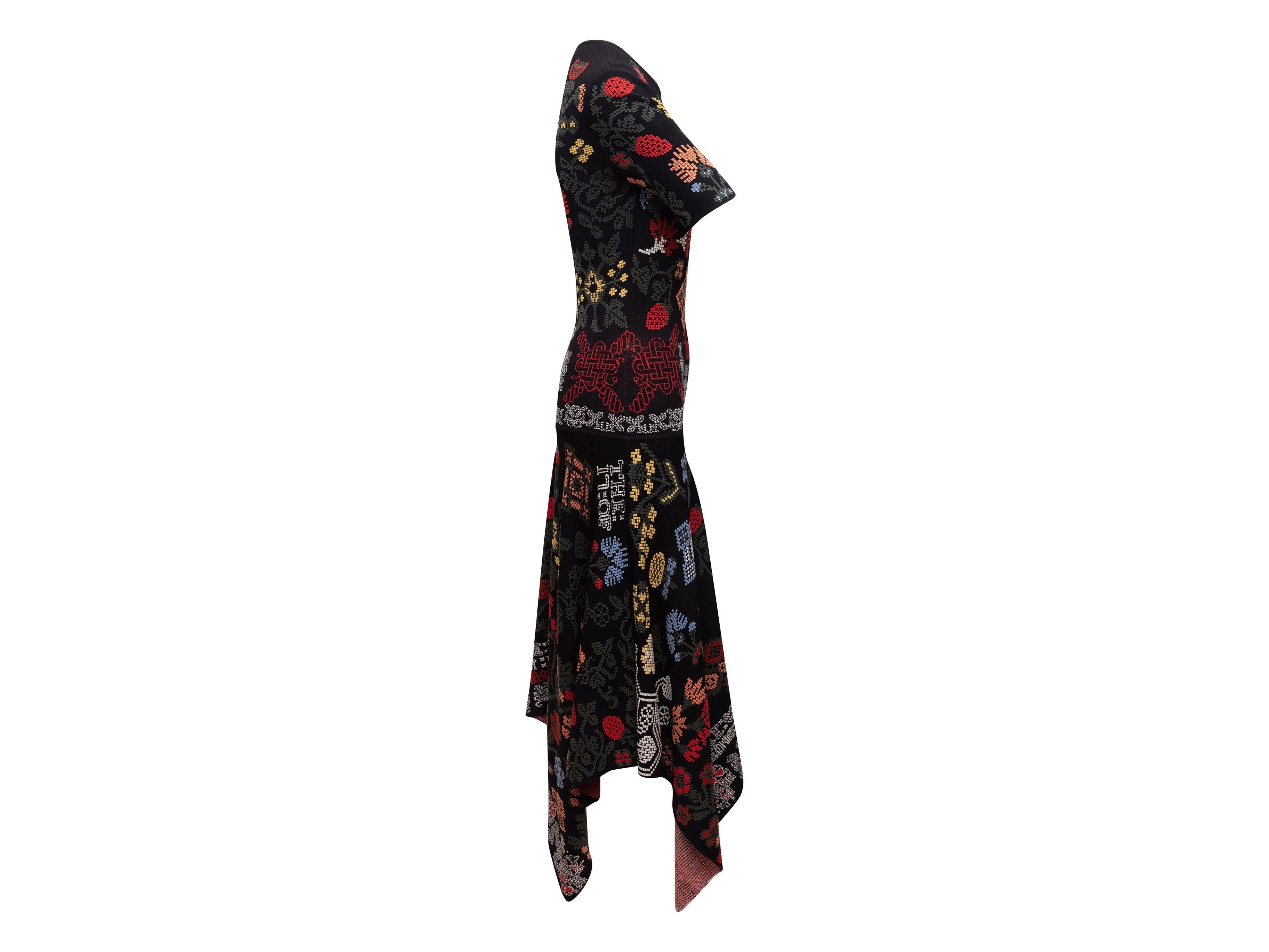 Women's Alexander McQueen Black & Multicolor Intarsia Knit Dress