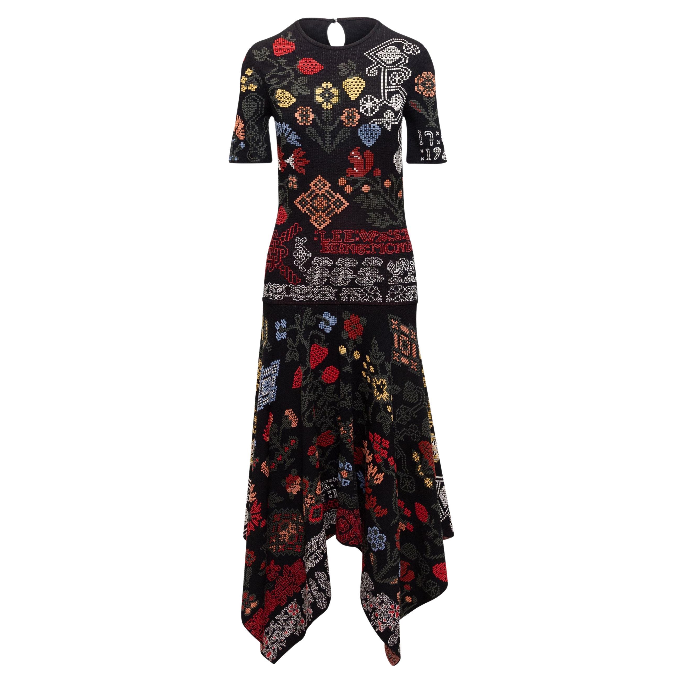 Alexander McQueen Black & Multicolor Intarsia Knit Dress