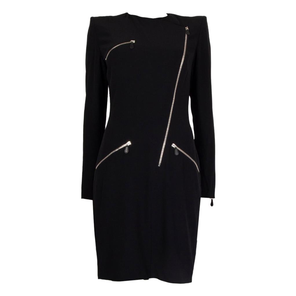 ALEXANDER MCQUEEN black MUTLI ZIP Long Sleeve Dress 42 For Sale