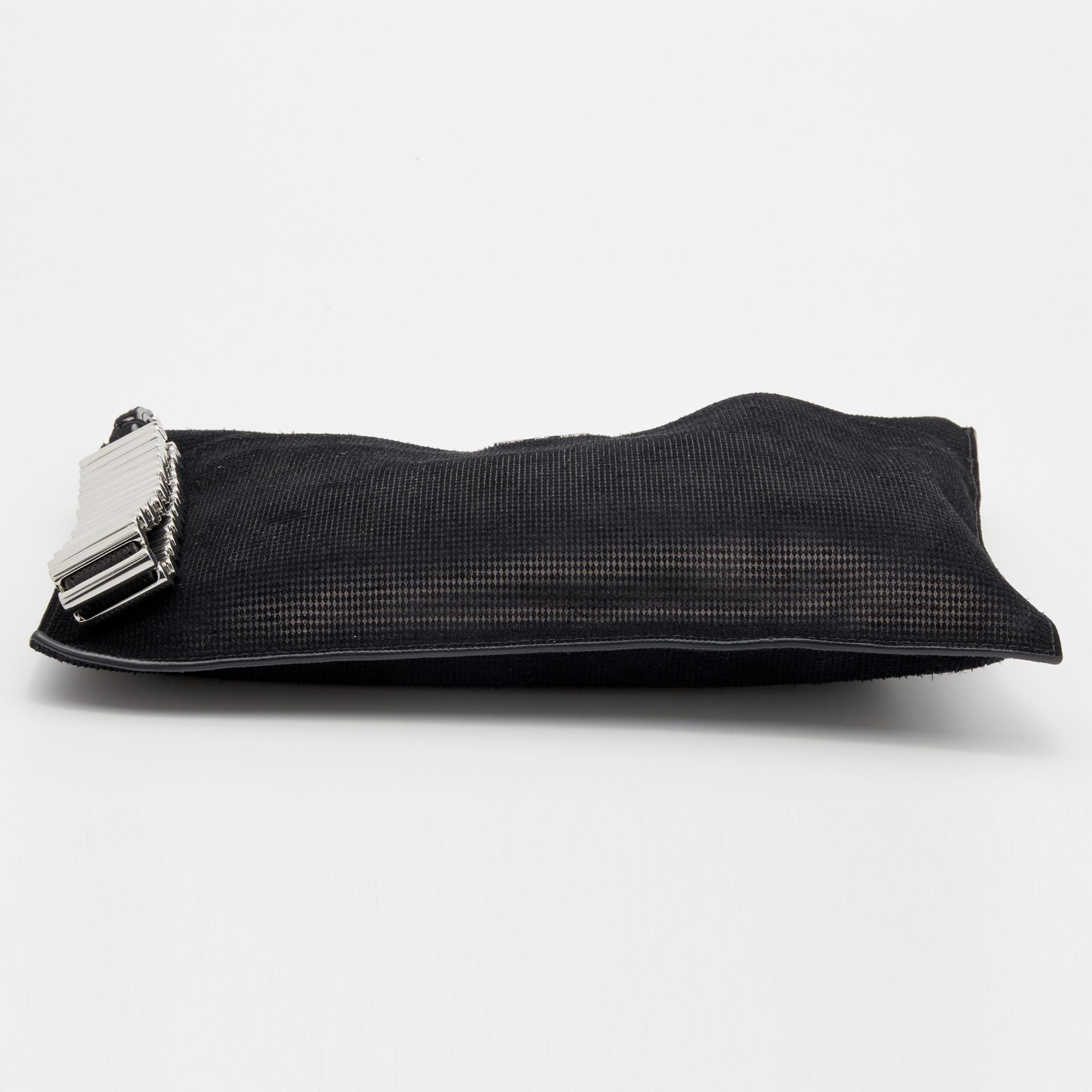 Alexander McQueen Black Nubuck Leather Wristlet Clutch 1