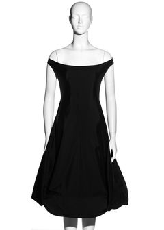 Alexander McQueen black off-shoulder bustled evening dress, ss 2002