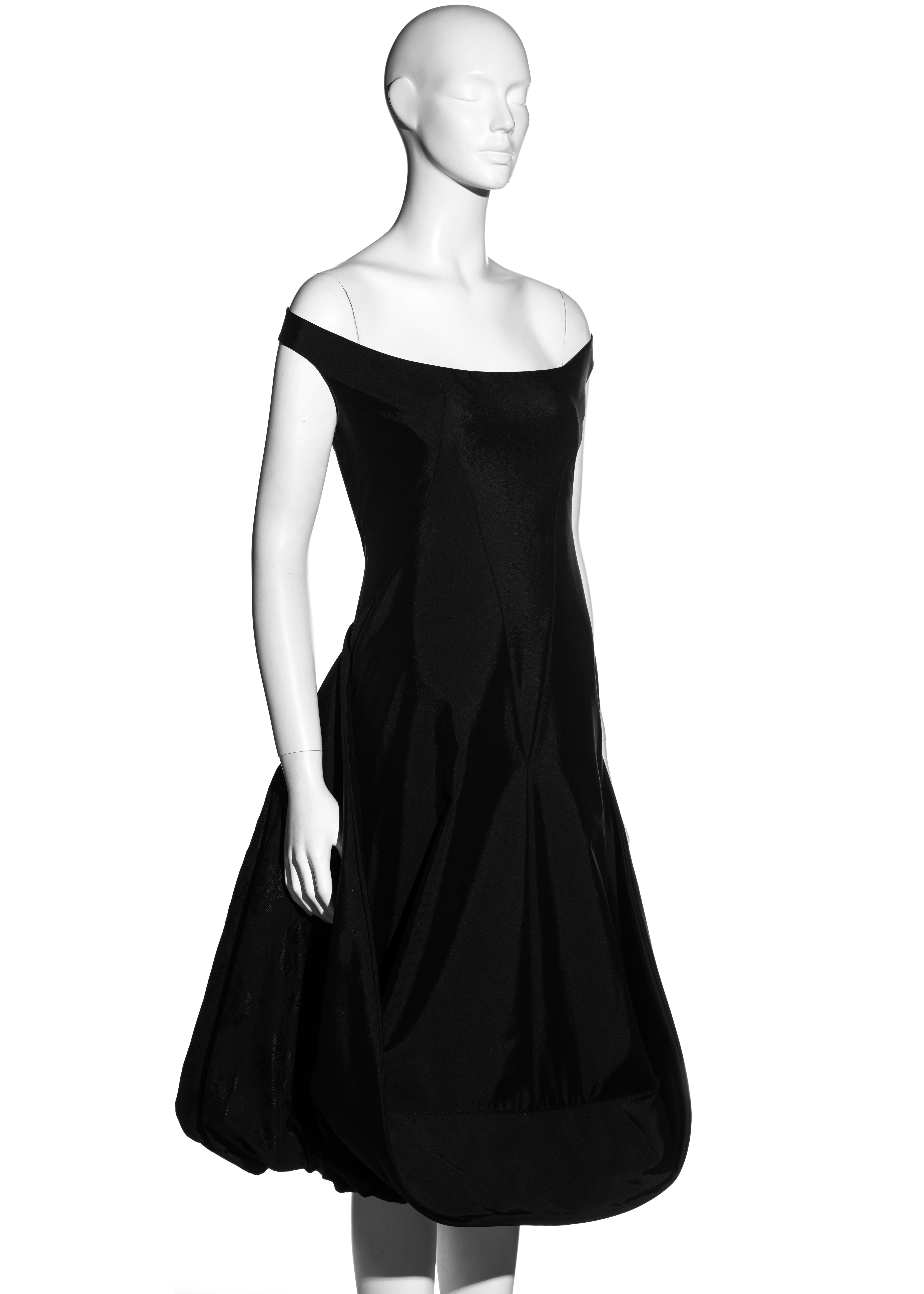 Alexander McQueen black off-shoulder bustled evening dress, ss 2002 For Sale 2