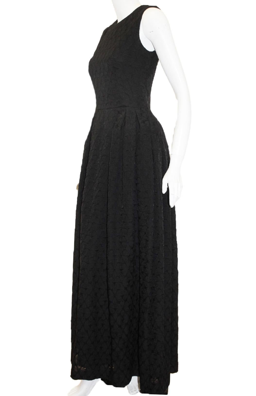 Women's Alexander McQueen Black on Black Brocade Sleeveless Gown For Sale