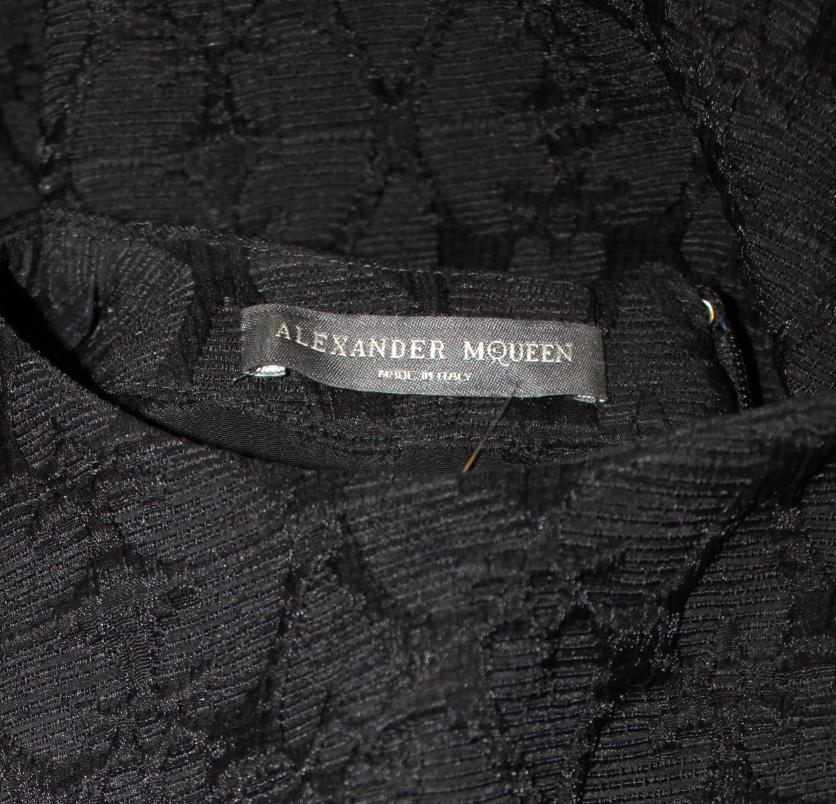 Alexander McQueen Black on Black Brocade Sleeveless Gown For Sale 2