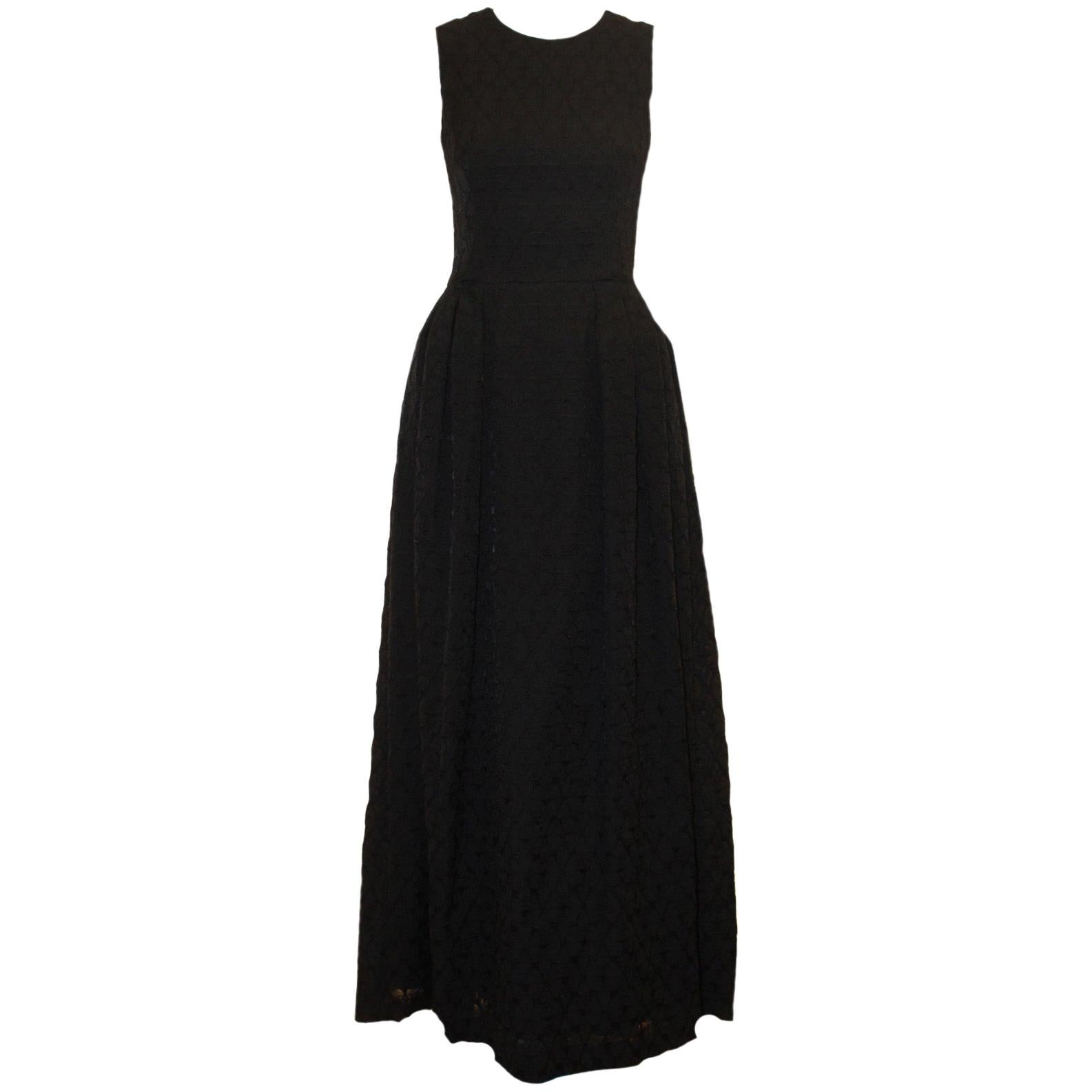 Alexander McQueen Black on Black Brocade Sleeveless Gown For Sale