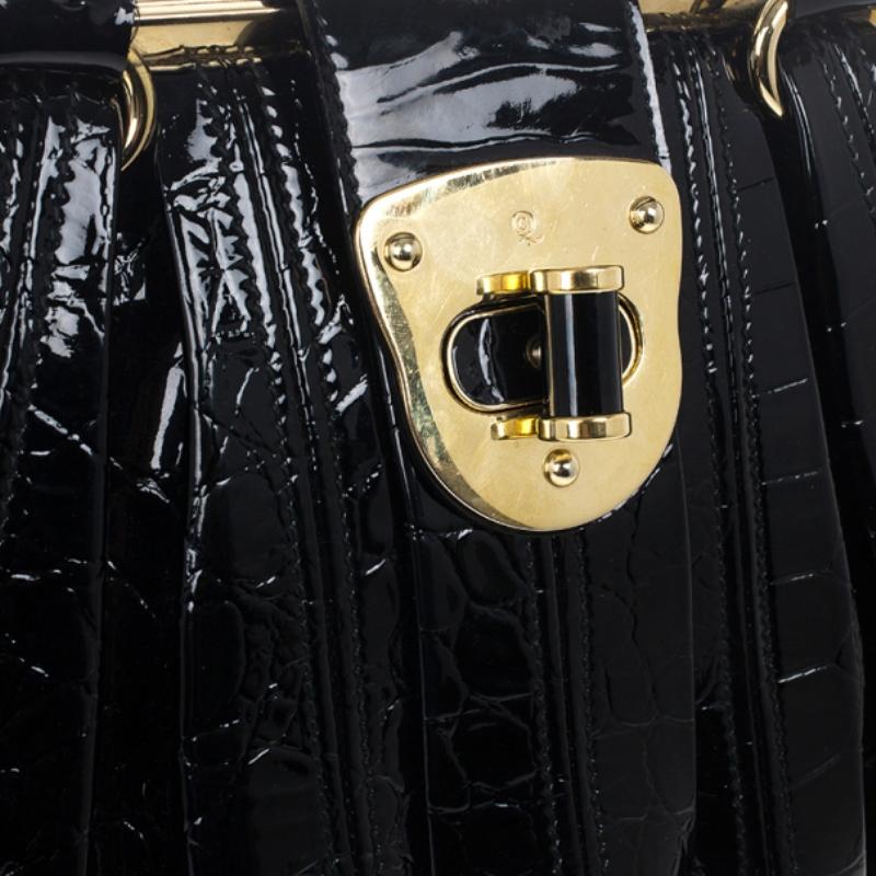 Alexander McQueen Black Patent Elvie Leather Bag 1