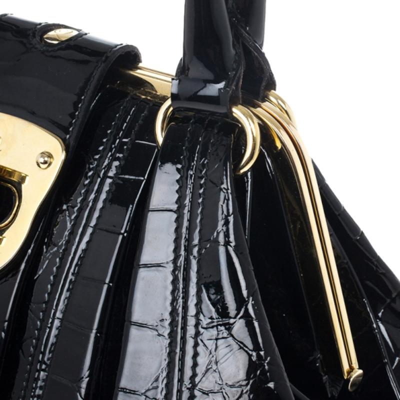 Alexander McQueen Black Patent Elvie Leather Bag 2