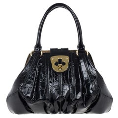 Alexander McQueen Black Patent Elvie Leather Bag