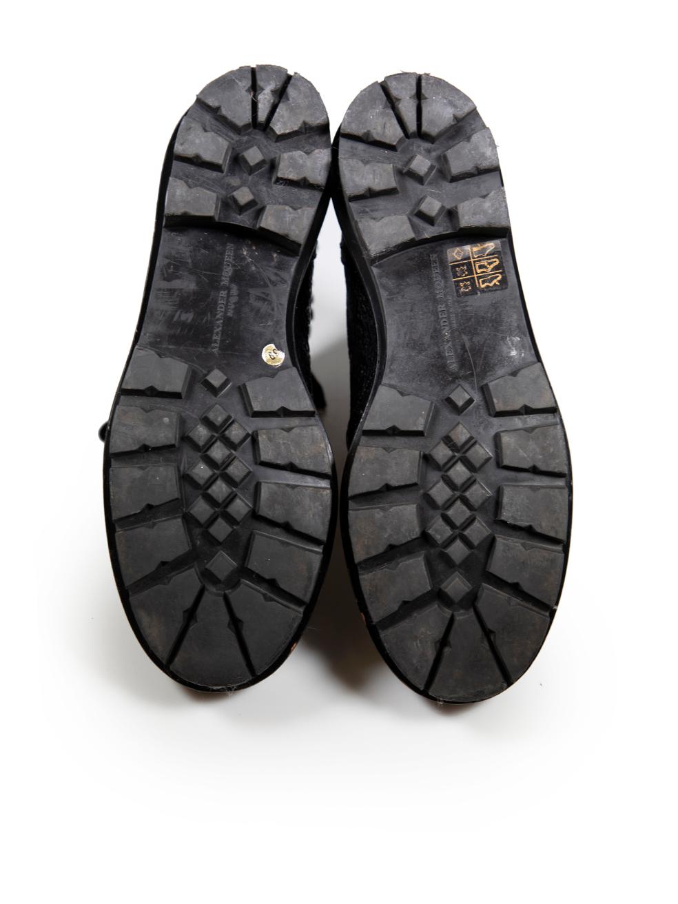 Women's Alexander McQueen Black Patent Lace-Up Combat Boots Size IT 39 For Sale