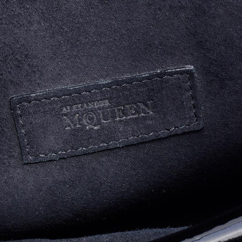Alexander McQueen Black Patent Leather Honeycomb Heroine Shoulder Bag 5