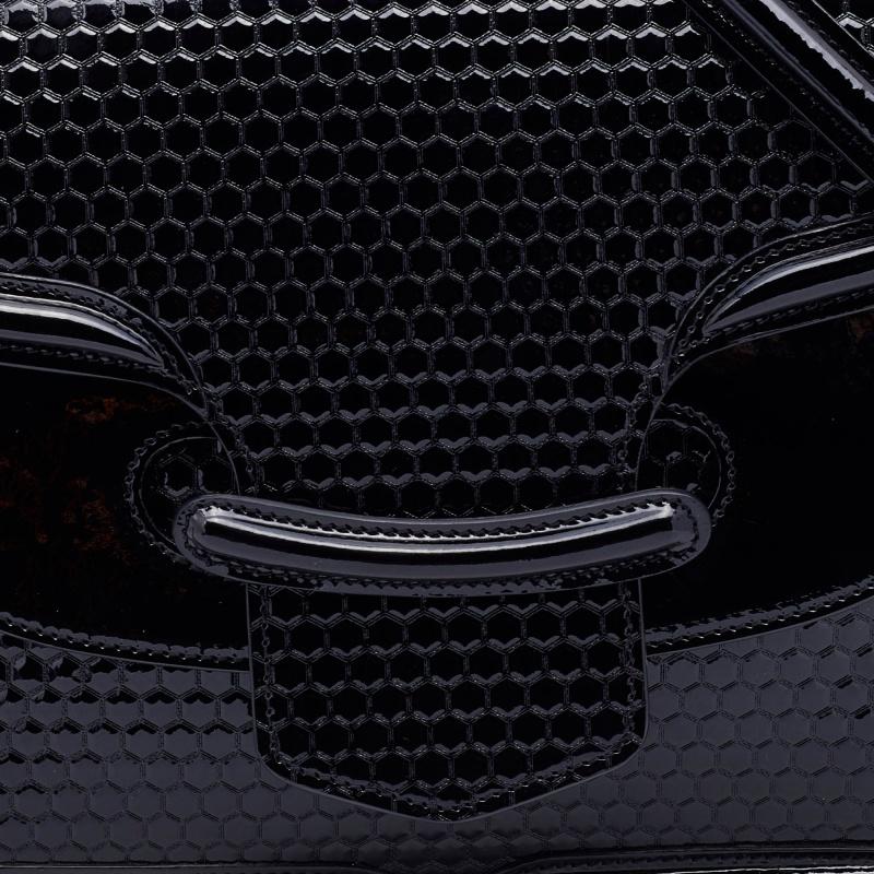 Alexander McQueen Black Patent Leather Honeycomb Heroine Shoulder Bag 6