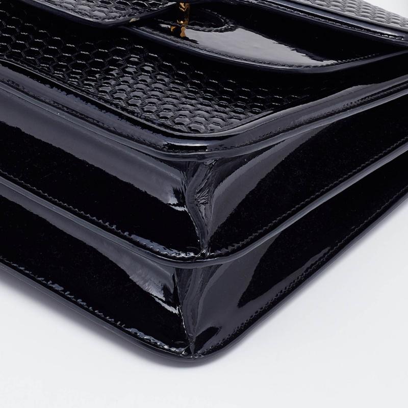 Alexander McQueen Black Patent Leather Honeycomb Heroine Shoulder Bag 7