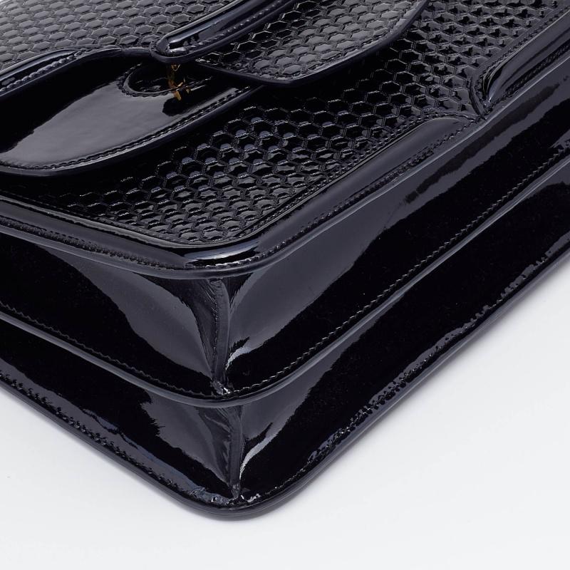 Alexander McQueen Black Patent Leather Honeycomb Heroine Shoulder Bag 8
