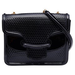 Alexander McQueen Black Patent Leather Honeycomb Heroine Shoulder Bag