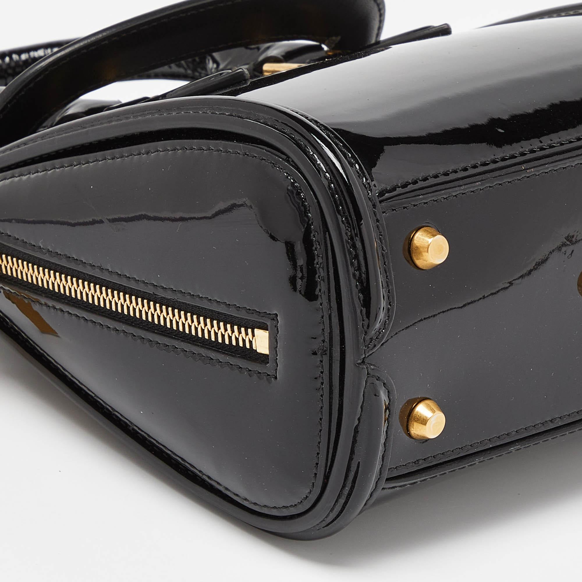 Women's Alexander McQueen Black Patent Leather Mini Heroine Satchel