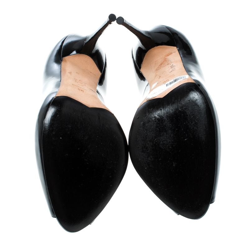 Alexander McQueen Black Patent Leather Peep Toe Pumps Size 36 1
