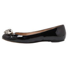 Alexander McQueen Black Patent Leather Skull City Ballet Flats Size 37.5