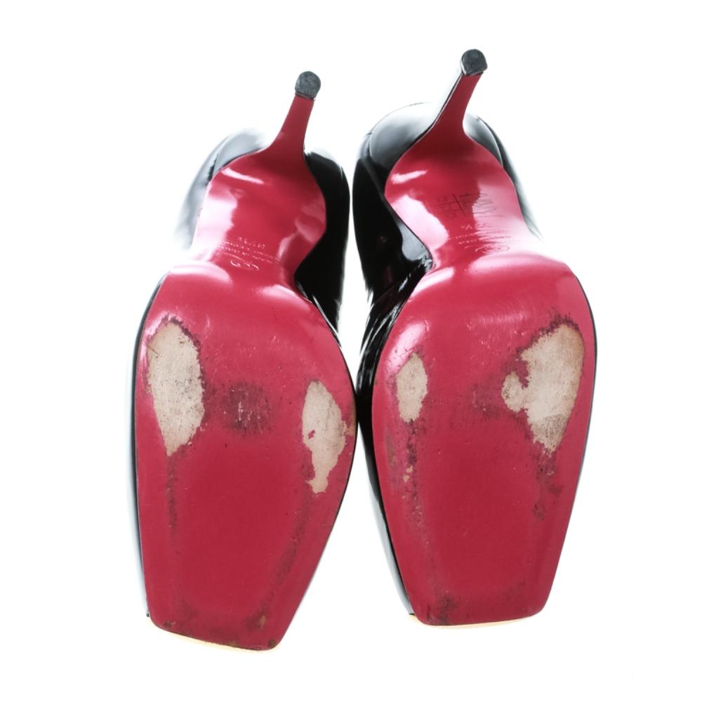 Alexander McQueen Black Patent Leather Square Toe Platform Pumps Size 37.5 2