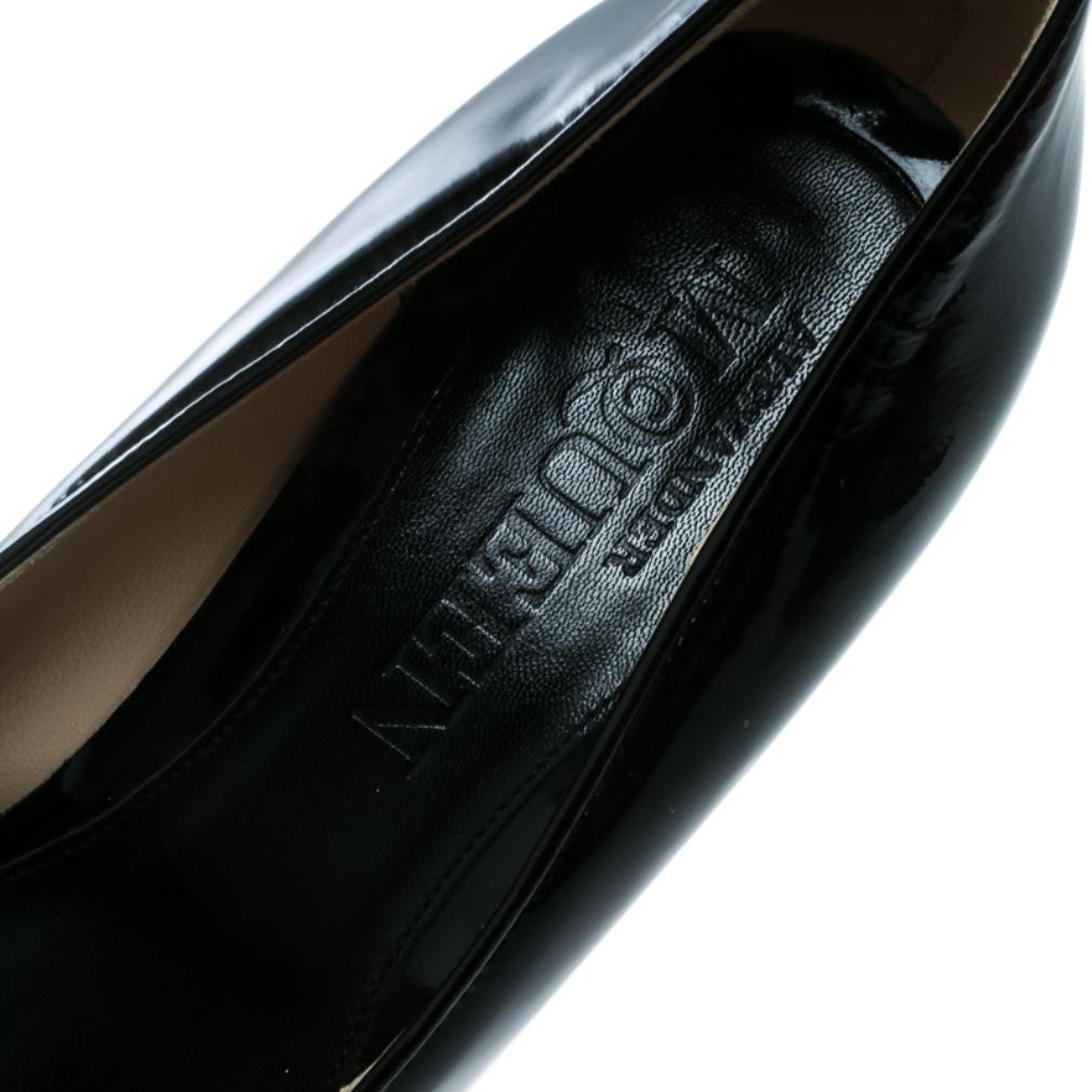 Alexander McQueen Black Patent Leather Square Toe Platform Pumps Size 37.5 3