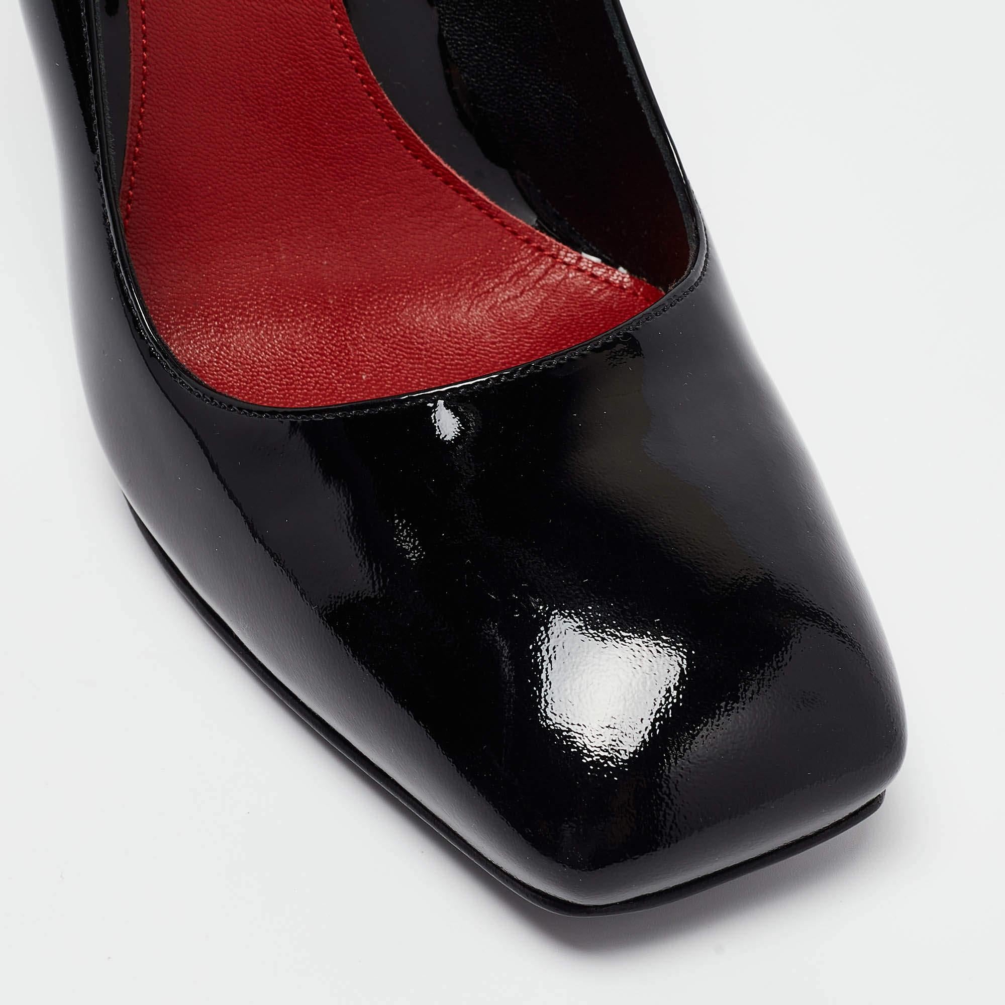 Alexander McQueen - Escarpins à bout carré en cuir verni noir - Taille 40 en vente 2