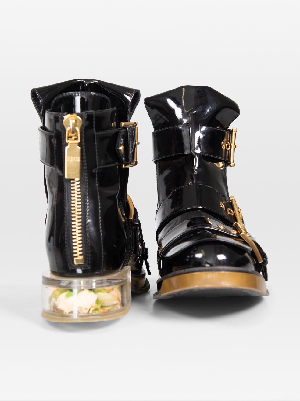 Alexander McQueen Botas de tacón rosa de charol negro talla IT 37 Púrpura en venta