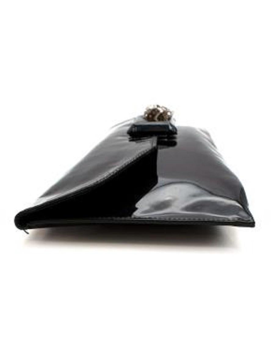 Women's Alexander McQueen Black Patent Skull Clutch For Sale