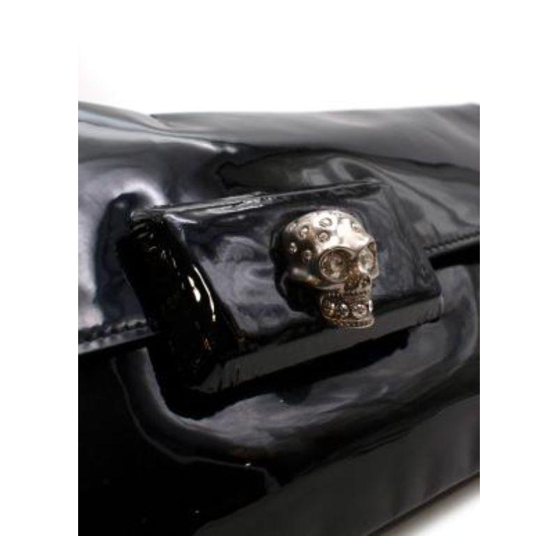 Alexander McQueen Black Patent Skull Clutch For Sale 1