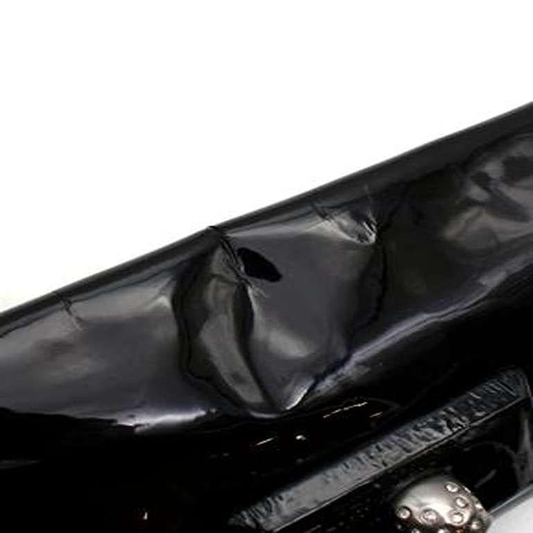 Alexander McQueen Black Patent Skull Clutch For Sale 3