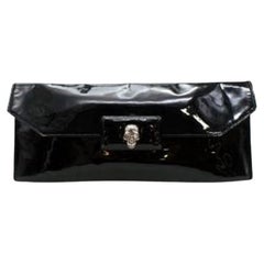 Alexander McQueen Black Patent Skull Clutch