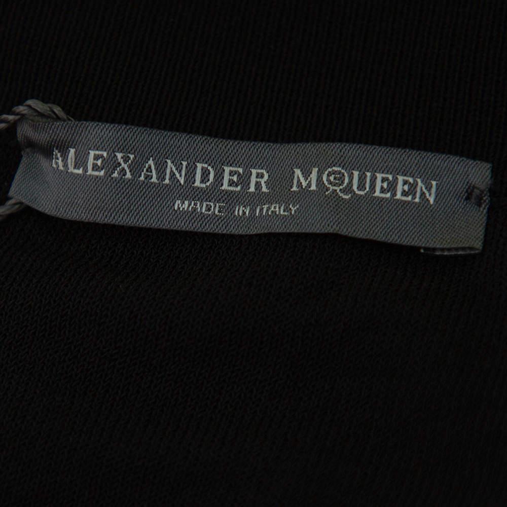 Alexander McQueen Black Patterned Silk Knit Midi Skirt M In New Condition For Sale In Dubai, Al Qouz 2