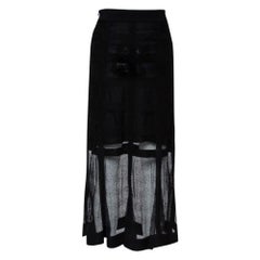 Alexander McQueen Black Patterned Silk Knit Midi Skirt M
