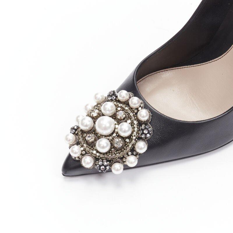ALEXANDER MCQUEEN black pearl metal embellished stiletto pumps EU39 US9 For Sale 2