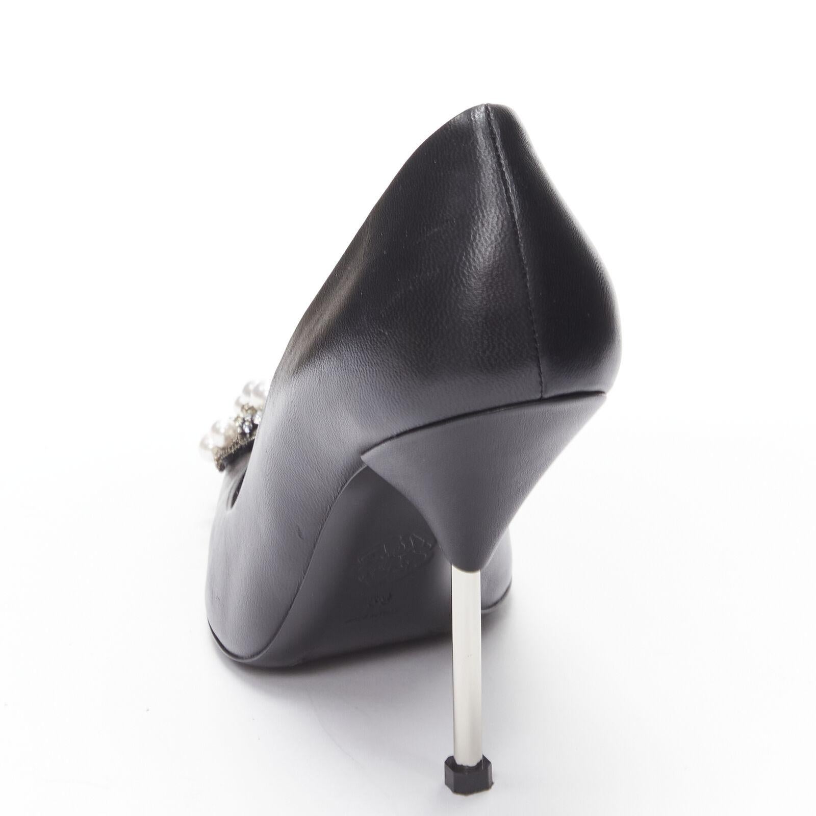 ALEXANDER MCQUEEN black pearl metal embellished stiletto pumps EU39 US9 For Sale 3