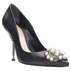 ALEXANDER MCQUEEN black pearl metal embellished stiletto pumps EU39 US9